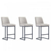 Serena Modern Metal Upholstered Counter Stool in Light Gray - Set of 3 Bar Stool