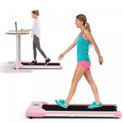 Superfit 0.6-3.8mph Walking Pad Under Desk Treadmill With Remote Control And Led Display Pink