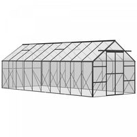 Outsunny Polycarbonate Greenhouse Kit With Vent Rain Gutter Door, Black