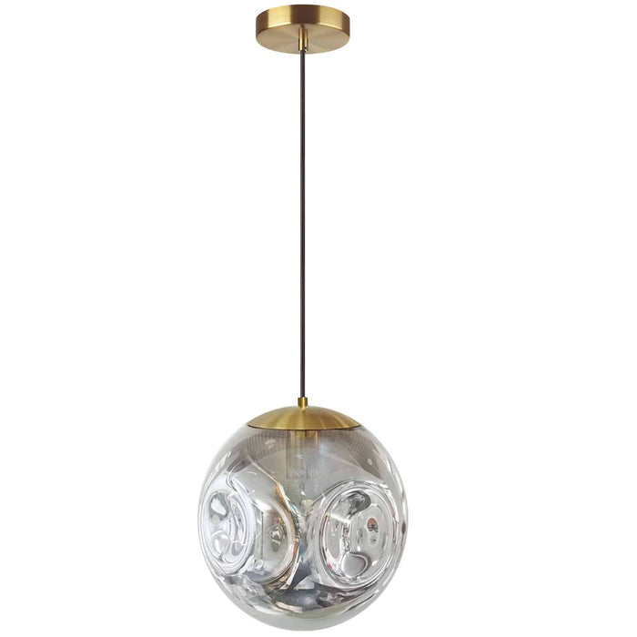 Dainolite Eris 1 Light Pendant Aged Brass Finish Smoked Glass Lamp