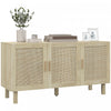 HOMCOM Boho Sideboard, Coffee Bar Cabinet with Rattan Doors, Natural