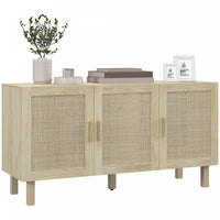 HOMCOM Boho Sideboard, Coffee Bar Cabinet with Rattan Doors, Natural
