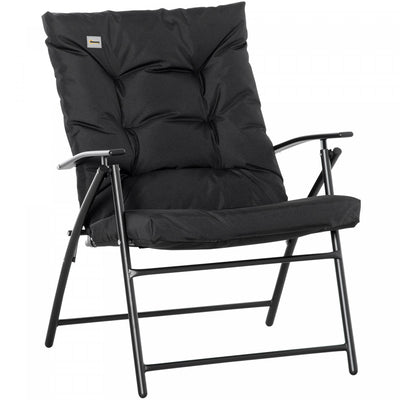 Foldable Lounge Chair, Fabric Upholstered Recliner With Armrest, Black