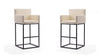 Ambassador Mid-Century Modern Metal Upholstered Barstool in Cream - Set of 2 Bar Stool | Tabouret de bar rembourre en metal style mid-century modern Ambassador, creme – Lot de 2