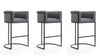 Cosmopolitan Mid-Century Modern Metal Upholstered Barstool in Gray - Set of 3 Bar Stool