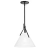 Dainolite Nicole 1 Light Pendant Matte Black Opal White Glass Lamp|Luminaire suspendu Nicole de Dainolite en verre blanc opale, avec fini noir mat et 1 ampoule