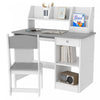 Qaba Kids Desk And Chair Set For 5-8 Year Old With Storage, Study Table And Chair For Children, Grey|Qaba Ensemble Bureau Et Chaise Pour Enfants De 5 A 8 Ans Avec Rangement, Table D'etude Et Chaise Pou