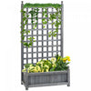 Outsunny Raised Garden Bed With Trellis For Climbing Vines, Wood Garden Planter Box, Free Standing Flower Pot, Indoor & Outdoor Display Rack, Gray