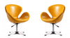 Raspberry Modern Upholstered Swivel Lounge Chair in Yellow - Set of 2 Accent Chair | Fauteuil lounge pivotant moderne Raspberry en tissu jaune - Lot de 2
