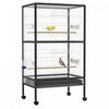 Pawhut 30x20.5x54-inch Bird Cage Parrot Macaw Finch Cockatoo Flight Cage With Wheels Black/white|Pawhut Cage A Oiseaux 30 X 20,5 X 54 Pouces Perroquet Macaw Finch Cockatoo Flight Cage Avec Roues No