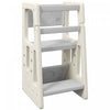 Qaba Toddler Kitchen Helper 2 Step Stool With Adjustable Height Platform And Safety Rail, Cream Whit|Qaba Tabouret A 2 Marches Pour Bambin Avec Plateforme A Hauteur Reglable Et Rail De Securite, Blanc