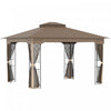 Outsunny 10' X 12' Patio Gazebo, Double roof Outdoor Canopy Shelter With Corner Frame And Mesh Netti|Outsunny 12' X 10' Tonnelle Pavillon Jardin Patio Terrasse Gazebo Auvent Abri D'exterieur Avec Doubl