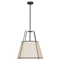 Dainolite Trapezoid 3 Light Pendant Trapezoid Black/Cream Shade White Fabric Diffuser Lamp