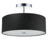 Dainolite Everly 3 Light Semi-flush Mount Polished Chrome Finish Black Shade Lamp|Plafonnier semi-affleuré Everly de Dainolite avec abat-jour noir, fini chromé poli et 3 ampoules