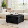 Liam 34.25" Large Square Faux Leather Ottoman Coffee Table with Storage,Black  | Liam Ottoman Coffre Carre Large de 34,25" en Simili Cuir avec Rangement, Noir