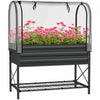 Outsunny Metal Raised Garden Bed with Cover, Black