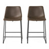 Nathaniel Vintage Faux Leather Counter Stools Set Of 2 With Steel Frame - Brown | Ensemble De 2 Tabourets De Comptoir Nathaniel Vintage En Similicuir Avec Structure En Acier, Marron