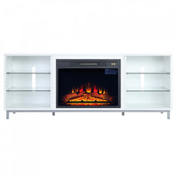 Brighton Modern 2-Piece Electric Fireplace in Black and White