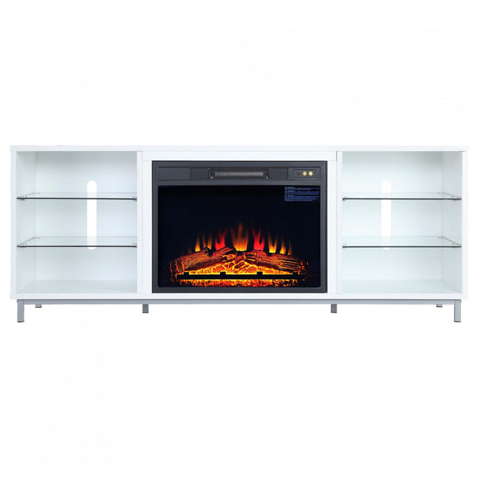 Brighton Modern 2-Piece Electric Fireplace in Black and White