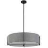 Dainolite Preston 4 Light Pendant 26" Dia Matte Black Grey Shade Lamp|Luminaire suspendu Preston de Dainolite de 26 po de diamètre avec abat-jour gris, fini noir mat et 4 ampoules