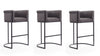 Cosmopolitan Mid-Century Modern Metal Upholstered Barstool in Graphite - Set of 3 Bar Stool | Tabouret de bar rembourre en metal style cosmopolite mi-siecle moderne en graphite - Lot de 3