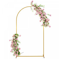 Outsunny 7ft X 4ft Gold Wedding Arch, Backdrop Stand With U-shaped Stakes