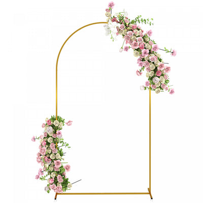 Outsunny 7ft X 4ft Gold Wedding Arch, Backdrop Stand With U-shaped Stakes