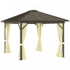 Outsunny 10' X 12' Hardtop Gazebo Canopy With Galvanized Steel Roof, Aluminum Frame, Permanent Pavil|Outsunny 10' X 12' Tonnelle D'exterieur A Toit Rigide Gazebo Avec Cadre En Aluminium Parois Laterale