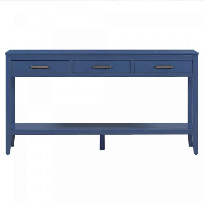 Emma 59.1'' Farmhouse Entryway Table with Drawers and Open Shelf,Blue Sofa Table