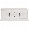 Boyce Solid Wood Storage Bench With 4-door Shoe Cabinet With Cushion - White | Banc De Rangement Boyce En Bois Massif Avec Meuble A Chaussures 4 Portes Et Coussin, Blanc