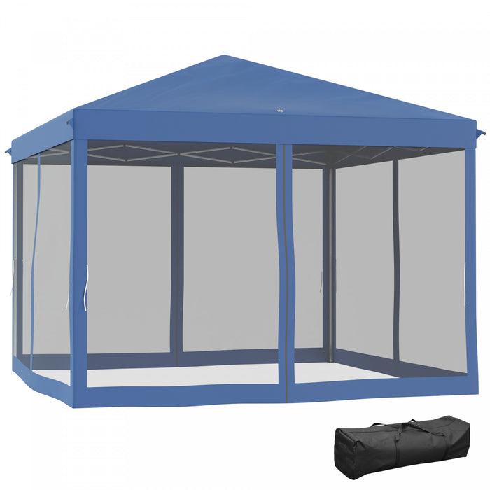 Outsunny 10' X 10' Pop Up Canopy Tent Gazebo With Removable Mesh Sidewall