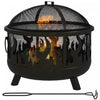 Outsunny 24\" Round Outdoor Fire Pit 2-in-1 Firepit Bowl W/ Lid, Grill
