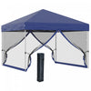 Outsunny 10' X 10' Pop-up Canopy Tent Outdoor Party Tent With Mesh Walls|Outsunny Tente De Fete Escamotable 10' X 10' Avec Sac A Roulettes, Bleu