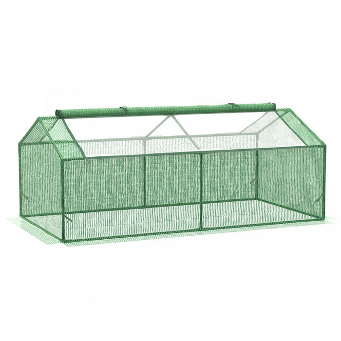 Outsunny 71\" X 36\" X 28\" Mini Greenhouse, Portable Garden Hot House For Plants With Large Roll-up Zipper Windows, Pe Cover For Outdoor, Indoor, Green
