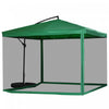 Outsunny Offset Patio Umbrella W/ Net, Cantilever Patio Umbrella, Green