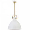 Dainolite Liberty 1 Light Pendant Aged Brass Matte White Metal Shade Lamp|Luminaire suspendu de Dainolite avec abat-jour en métal blanc mat, fini laiton vieilli et 1 ampoule incandescente