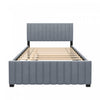 Ethan Space-Saving Velvet Upholstered Platform Bed with Trundle,Full Size,Grey Full Bed | Lit plateforme Ethan rembourre en velours, gain de place, avec tiroir gigogne, taille full, gris