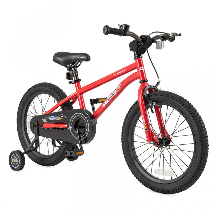Costway 18-inch Kid's Bike For 4-8 Years Old With Adjustable Saddle & Anti-slip Handlebar Red