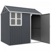 Outsunny 7' X 5.5' Metal Garden Storage Shed With Lockable Door Dark Grey|Outsunny Abri De Jardin En Metal 7' X 5,5', Porte Verrouillable. Gris Fonce