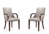 Shubert Modern Wood Vegan Leather and Velvet Armchair in Light Gray - Set of 2 | Fauteuil moderne Shubert en bois, cuir vegetalien et velours, gris clair - Lot de 2