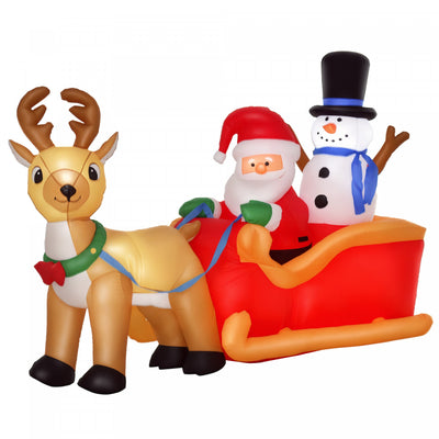 HOMCOM 6.5 ft Xmas Blow up Christmas Decorations with Built-in LED Lights