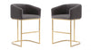 Louvre Mid-Century Modern Metal Upholstered Counter Stool in Gray - Set of 2 | Tabouret de comptoir rembourre en metal gris style mid-century modern Louvre - Lot de 2