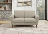 Upholstered Love Seat, 58" L, Light Brown Fabric, Walnut Wood Legs, Mid-Century, Modern Loveseat | Causeuse Rembourre, 58" L, Tissu Marron Clair, Pieds En Bois De Noyer, Mid-Century