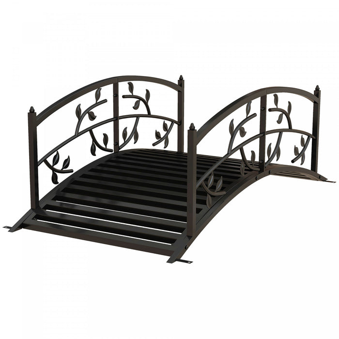 Outsunny 4' Metal Arch Garden Bridge With Siderails, Pond Bridge, Black