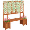 Outsunny Wood Garden Bench With Trellis And Planter Boxes For Patio Brown