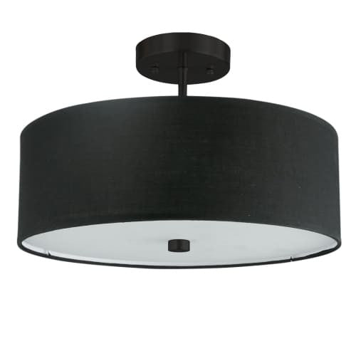 Dainolite Everly 3 Light Semi-flush Mount Matte Black Black Shade Lamp