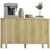 HOMCOM Fluted Sideboard Buffet Cabinet with Push to Open Doors Natural