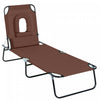 Outsunny Adjustable Outdoor Lounge Chair With Support Pillow, Brown