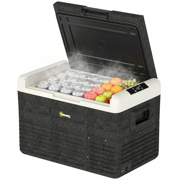 Outsunny 12 Volt Car Refrigerator, 32QT Car Fridge Electric Cooler, 12/24V DC and 100-240V AC, -4-68 ℉, Portable Refrigerator for Truck SUV Travel Camping Road Trips Tailgating