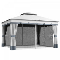 Outsunny 10' X 12' Double Roof Outdoor Gazebo With Netting & Curtains
